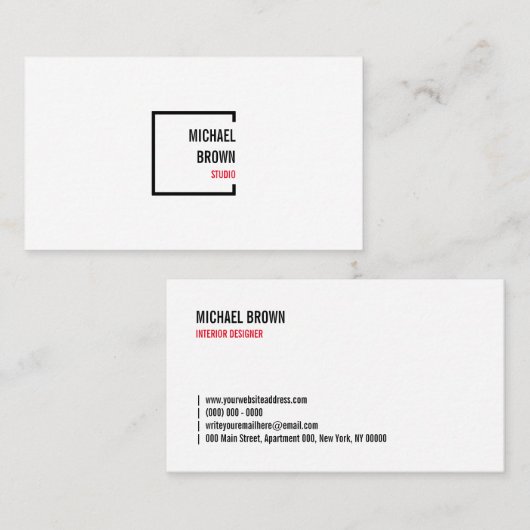 Eenvoudige vierkante rode doos modern visitekaartje (Voorkant / Achterkant)