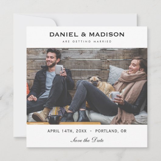 Eenvoudige Vierkante Save the Date Fotokaart (Voorkant)