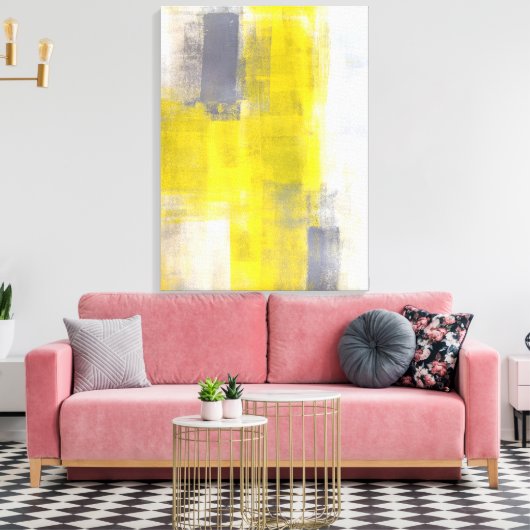 'Eenvoudige vierkantjes' Grijze Abstracte kunst Canvas Afdruk (Insitu (Woonkamer))