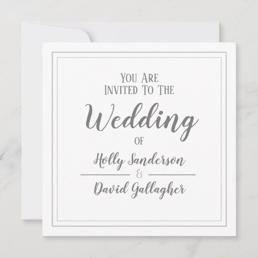 Eenvoudige vierkantsgrijs- en witfeestdag kaart (Voorkant)