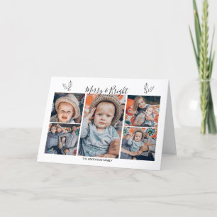 Eenvoudige vijf foto kerst gevouwen foto kaart