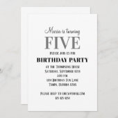 Eenvoudige vijfde verjaardag partij Sjabloon Kaart (Voorkant / Achterkant)