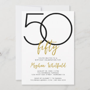 Eenvoudige vijftigste gouden script 50e verjaardag kaart