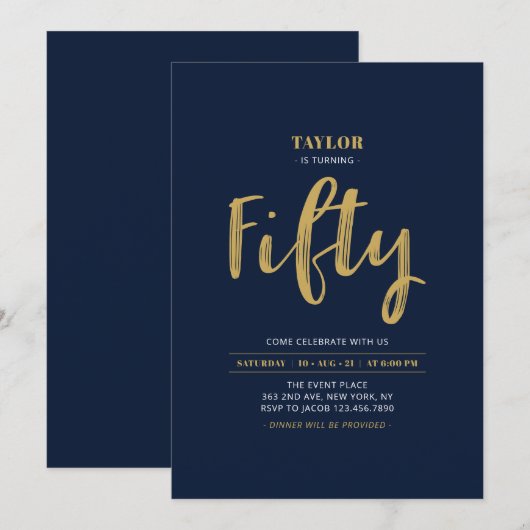 Eenvoudige vijftigste verjaardag van de marine en kaart (Voorkant / Achterkant)