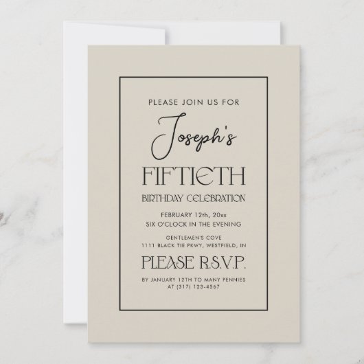 Eenvoudige vijftigste verjaardag van Elegant Gentl Kaart (Voorkant)