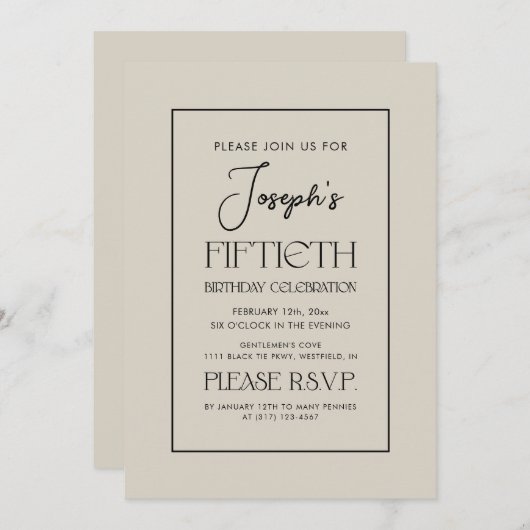 Eenvoudige vijftigste verjaardag van Elegant Gentl Kaart (Voorkant / Achterkant)