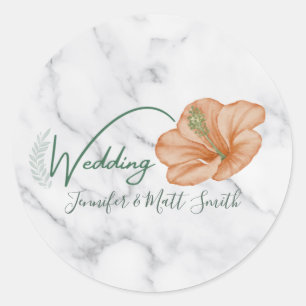 Eenvoudige Vintage Botanische Trouwdag Ronde Sticker