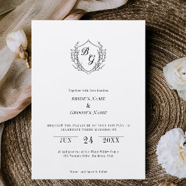 Eenvoudige Vintage Crest elegante monogram huwelij Kaart