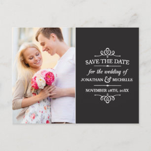 Eenvoudige Vintage De foto bewaart de Datum Aankondigingskaart