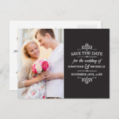 Eenvoudige Vintage | Foto Sla de datum op Aankondigingskaart (Voorkant / Achterkant)