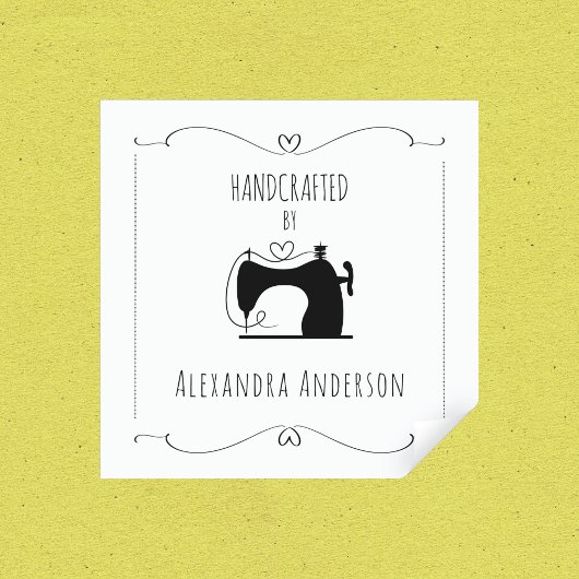 Eenvoudige Vintage naaimachine handwerk Vierkante Sticker