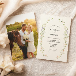 Eenvoudige Vintage Rustieke Wilde Bloem Bruiloftsf Kaart