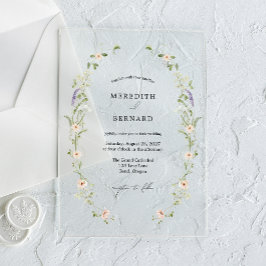 Eenvoudige Vintage Rustieke Wilde Bloemen Bruiloft Acryl Uitnodigingen