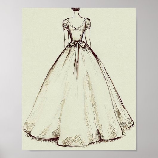 Eenvoudige vintage trouwjurk poster (Voorkant)