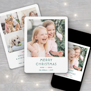 Eenvoudige Vintage Typografie Kerst Foto Collage Feestdagenkaart