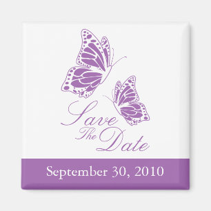 Eenvoudige Violet Butterfly bewaar de datum van he Magneet
