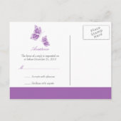 Eenvoudige Violet Butterfly RSVP 2 Uitnodiging Briefkaart (Achterkant)