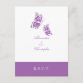 Eenvoudige Violet Butterfly RSVP 2 Uitnodiging Briefkaart (Voorkant)