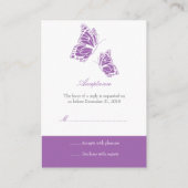 Eenvoudige Violet Butterfly RSVP Note Mini Informatiekaartje (Achterkant)