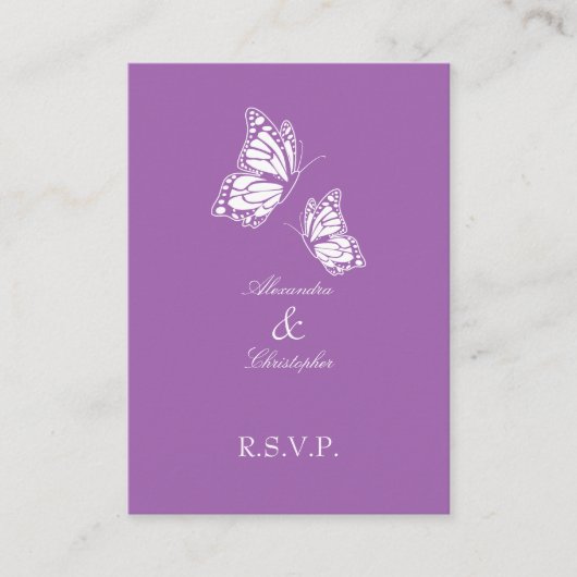 Eenvoudige Violet Butterfly RSVP Note Mini Informatiekaartje (Voorkant)