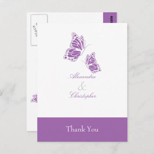 Eenvoudige Violet vlinder dank u Briefkaart (Voorkant / Achterkant)