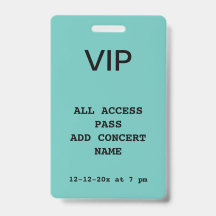 eenvoudige vip all access pas concert naam datum d