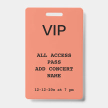 eenvoudige vip all access pas concert naam datum d