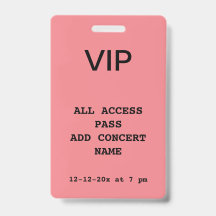 eenvoudige vip all access pas concert naam datum d