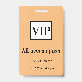 eenvoudige vip all access pas concert naam gelegen badge