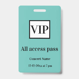 eenvoudige vip all access pas concert naam gelegen badge