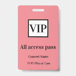 eenvoudige vip all access pas concert naam gelegen badge