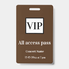 eenvoudige vip all access pas concert naam gelegen badge