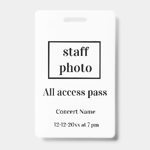eenvoudige vip all access pas concert naam gelegen badge