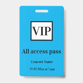 eenvoudige vip all access pas concert naam gelegen badge