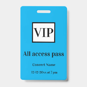 eenvoudige vip all access pas concert naam gelegen badge