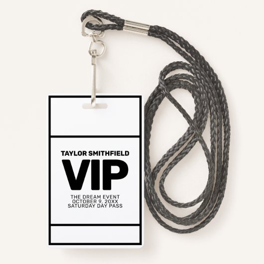 EENVOUDIGE VIP-lanyard badge voor BEDRIJFSMODERN (Voorkant met draagriem)