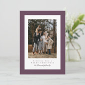 Eenvoudige visgraat lijst paarse Kerstmis foto Feestdagenkaart (Staand voorkant)