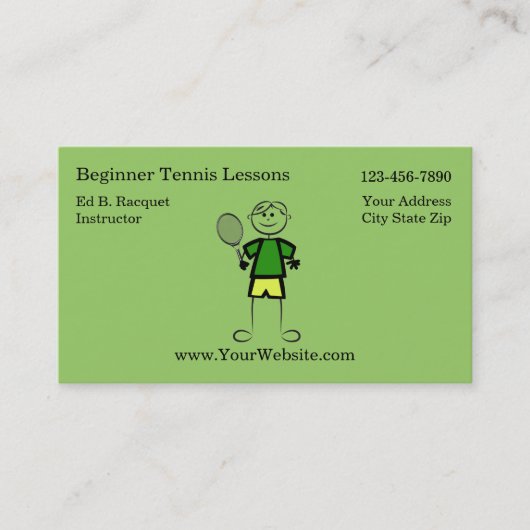 Eenvoudige Visitekaartjes Tennis Instructor (Voorkant)