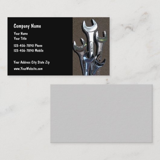 Eenvoudige Visitekaartjes van het thema Mechanisch (Voorkant / Achterkant)