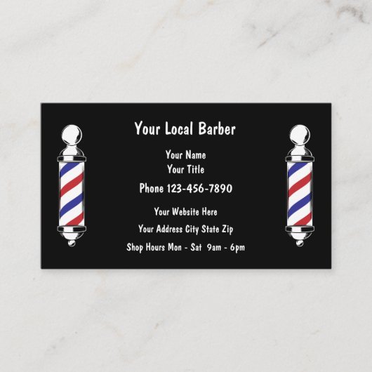 Eenvoudige Visitekaartjes voor Barber Shop (Voorkant)
