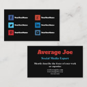 Eenvoudige visitekaartjes voor expert in sociale m (Voorkant / Achterkant)