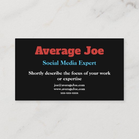 Eenvoudige visitekaartjes voor expert in sociale m (Achterkant)