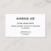 Eenvoudige visitekaartjes voor expert in sociale m (Achterkant)