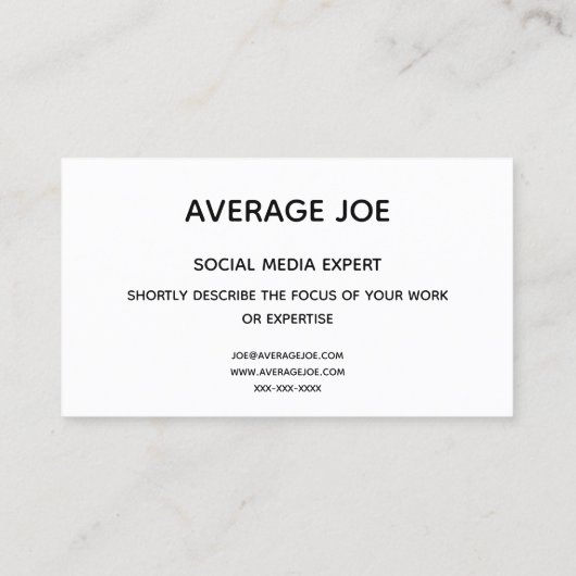 Eenvoudige visitekaartjes voor expert in sociale m (Achterkant)