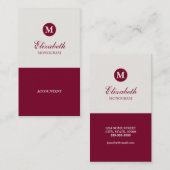 Eenvoudige Visitekaartjes voor rode en crèmemonogr (Voorkant / Achterkant)