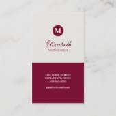 Eenvoudige Visitekaartjes voor rode en crèmemonogr (Achterkant)