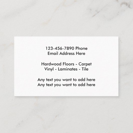 Eenvoudige Visitekaartjes voor thuisvloerservices (Achterkant)