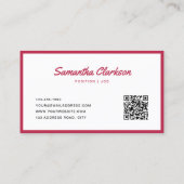 Eenvoudige Viva Magenta Border Script QR-code Visitekaartje (Achterkant)