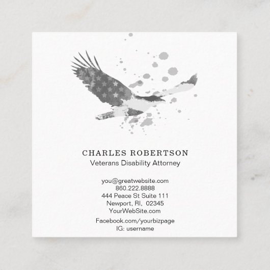 ** Eenvoudige vlag Verenigde Staten Amerikaanse Ea Vierkante Visitekaartje (Achterkant)