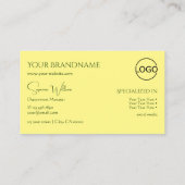 Eenvoudige vlakke lichtgele met monogram en Logo Visitekaartje (Achterkant)